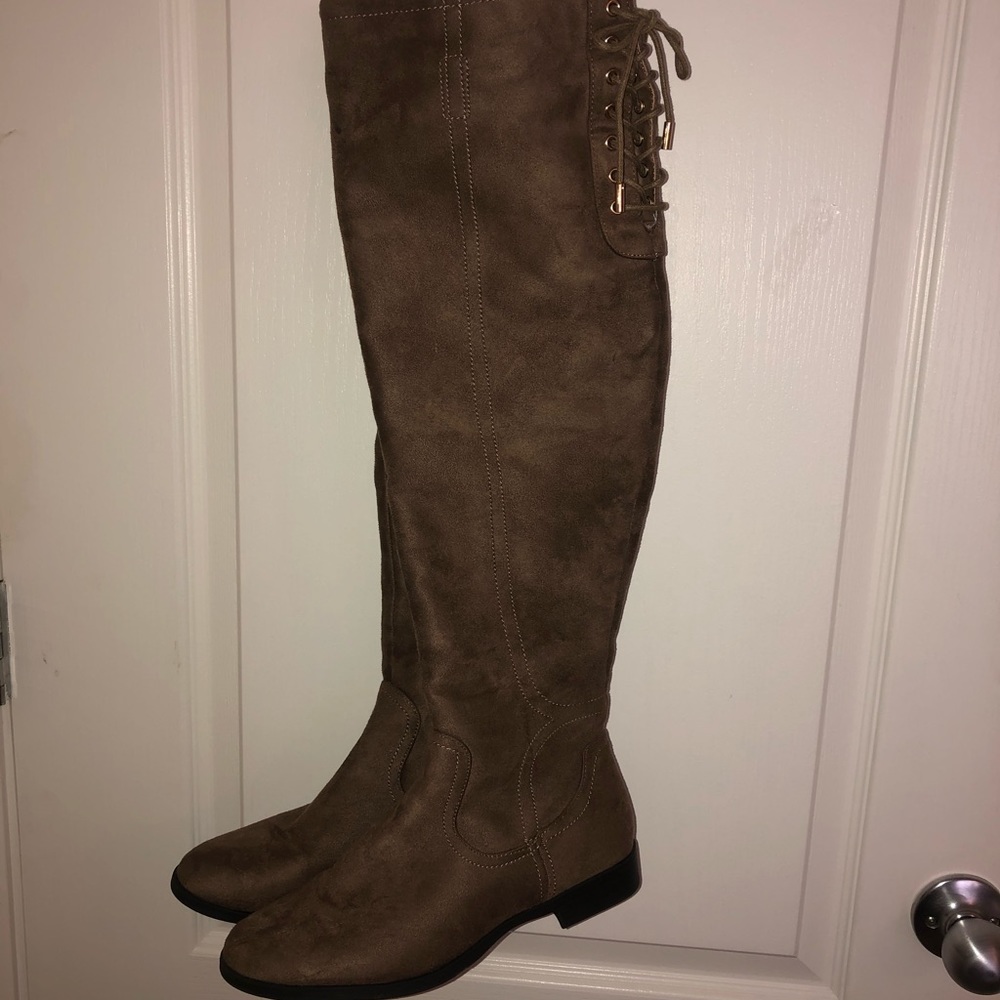 Thigh high suede boots